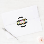 Sticker Rond PixDezine aquarelle florale/rayures (Enveloppe)