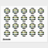 Sticker Rond PixDezine aquarelle florale/rayures (Feuille)