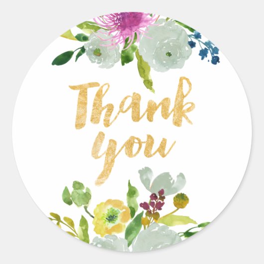 Sticker Rond PixDezine aquarelle ranunculus fleuri/menthe (Devant)