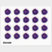 Sticker Rond PixDezine aquarelle ranunculus fleuri/pourpre (Feuille)