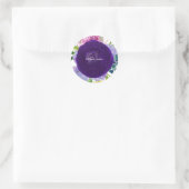 Sticker Rond PixDezine aquarelle ranunculus fleuri/pourpre (Sac)