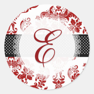 Sticker Rond PixDezine augusta damask/monogramme/do-it-yourself