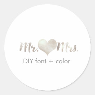 Sticker Rond PixDezine cœur/mr&mrs/couleur de fond DIY