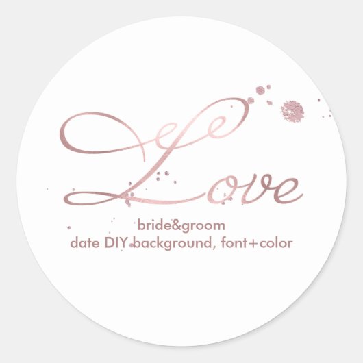 Sticker Rond PixDezine Dazzled Faux Rose Gold/love (Devant)