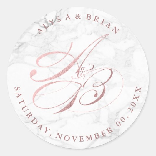 Sticker Rond PixDezine do-it-yourself Monogrammes/Marbre/Faux R (Devant)