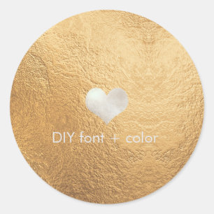 Sticker Rond PixDezine faux coeur argent/arrière - plan or