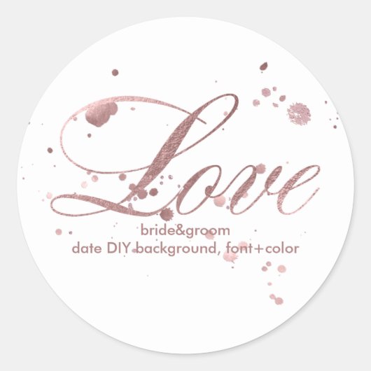 Sticker Rond PixDezine Faux Rose ébloui Or/amour (Devant)