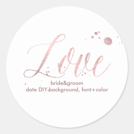 Sticker Rond PixDezine Faux Rose ébloui Or/amour (Devant)