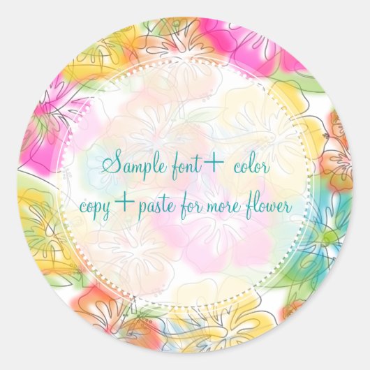 Sticker Rond PixDezine hibiscus/aquarelle affecte (Devant)