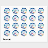 Sticker Rond PixDezine hulawaves/plage/design dynamique (Feuille)