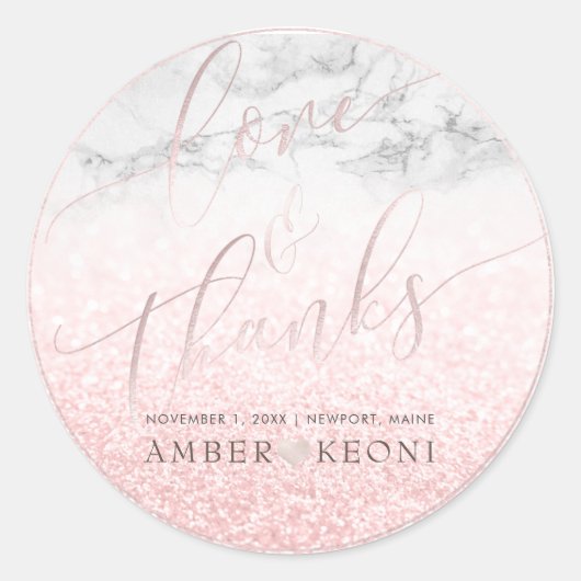 Sticker Rond PixDezine Iridescente Blush Rose Love + Merci (Devant)