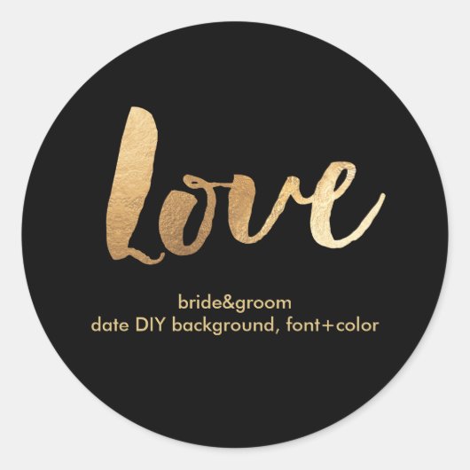 Sticker Rond PixDezine Love in Faux Gold (Devant)
