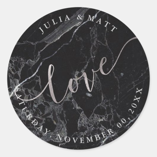 Sticker Rond PixDezine Love Marble/Faux Argent (Devant)
