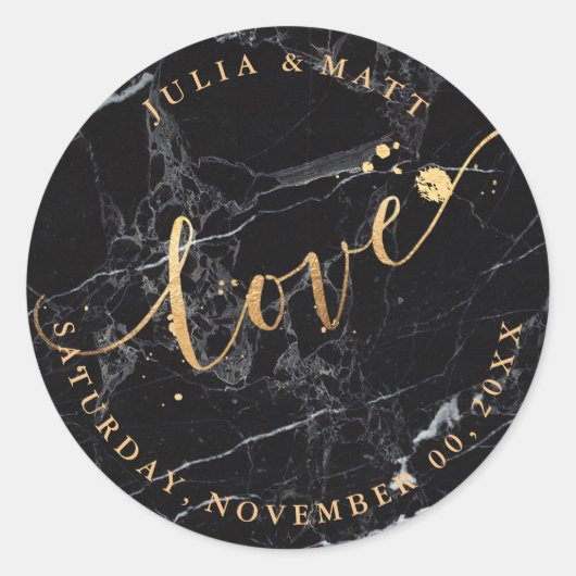 Sticker Rond PixDezine Love/Marble+Faux Gold (Devant)