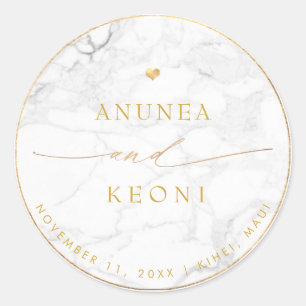 Sticker Rond PixDezine Marbre Faux Gold Heart Classic Round Sti