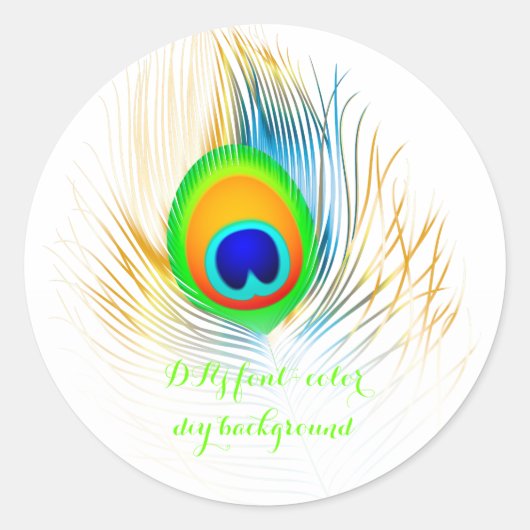 Sticker Rond PixDezine paon plume/DIYbackground (Devant)