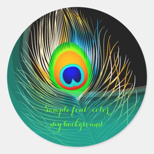 Sticker Rond PixDezine paon plume/DIYbackground (Devant)