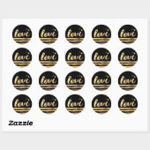 Sticker Rond PixDezine rayures/faux or/amour éblouis (Feuille)