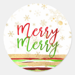 Sticker Rond PixDezine rayures/faux or/merry éblouis