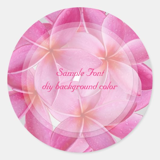 Sticker Rond PixDezine rose plumeria/do-it-yourself couleur arr (Devant)