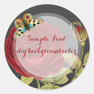 Sticker Rond PixDezine rose rouge vintage+ardoise noire