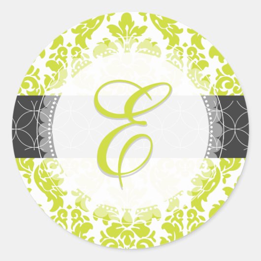 Sticker Rond PixDezine versailles damask/monogramme/do-it-yours (Devant)