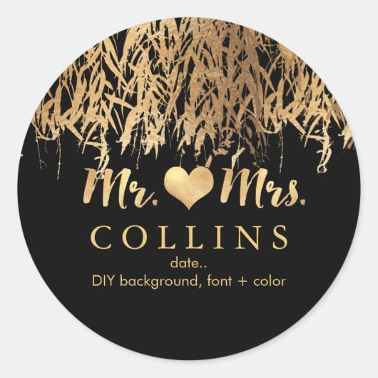 Sticker Rond PixDezine Willow Feuilles/Faux Gold/do-it-yourself (Devant)