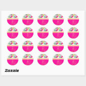 Sticker Rond PixDezines Alegre, rétro floral/Bat mitzvah (Feuille)