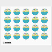 Sticker Rond PixDezines Alegre, rétro floral/Bat mitzvah (Feuille)