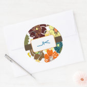Sticker Rond PixDezines Alegre Retro Floral, Monogramme (Enveloppe)