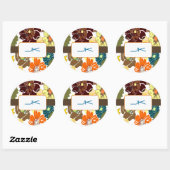 Sticker Rond PixDezines Alegre Retro Floral, Monogramme (Feuille)