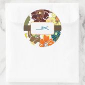 Sticker Rond PixDezines Alegre Retro Floral, Monogramme (Sac)