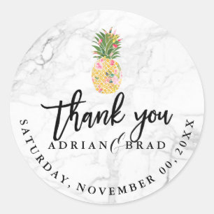 Sticker Rond PixDezines Aloha Ananas/Marbre