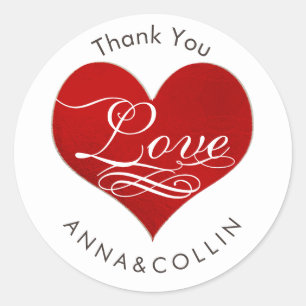 Sticker Rond PixDezines Amour/Coeur Rouge/Merci