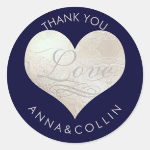 Sticker Rond PixDezines Amour/Faux Foil Coeur/Merci argenté