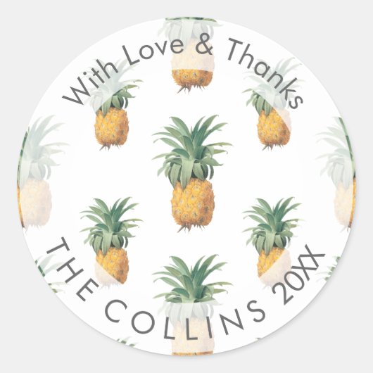 Sticker Rond PixDezines Ananas Love&Thanks (Devant)
