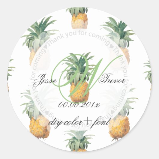 Sticker Rond PixDezines Ananas/Merci (Devant)