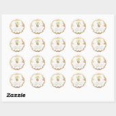 Sticker Rond PixDezines Ananas Or Faux+dalle de marbre (Feuille)