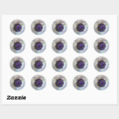 Sticker Rond PixDezines anémones florales/blanches/violettes (Feuille)