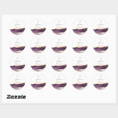 Sticker Rond PixDezines Aquarelle Agate Eggplant Or Baptême (Feuille)