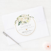 Sticker Rond PixDezines Aquarelle Albâtre Rose+Verdure (Enveloppe)