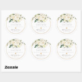Sticker Rond PixDezines Aquarelle Albâtre Rose+Verdure (Feuille)