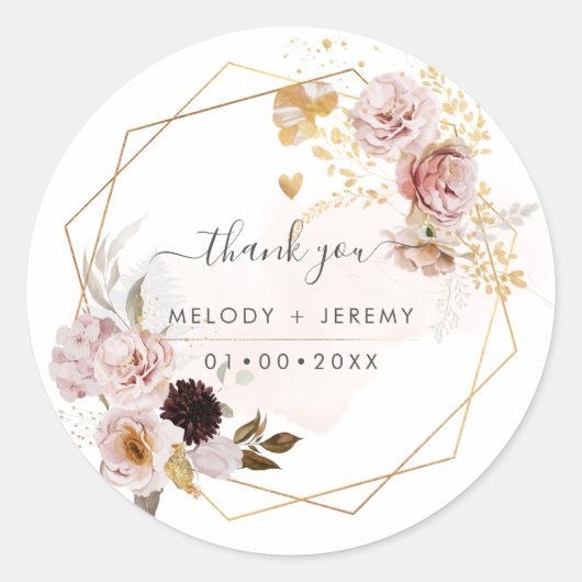 Sticker Rond PixDezines Aquarelle Automne Fleurs Jardin Classiq (Devant)