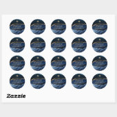Sticker Rond PixDezines aquarelle bleu Agate Bar Mitzvah (Feuille)