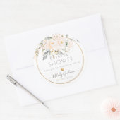 Sticker Rond PixDezines Aquarelle Blush Roses Foliage des cendr (Enveloppe)