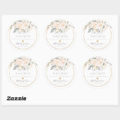 Sticker Rond PixDezines Aquarelle Blush Roses Foliage des cendr (Feuille)