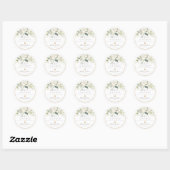 Sticker Rond PixDezines Aquarelle Crème blanche Roses+Verdure (Feuille)