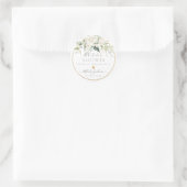Sticker Rond PixDezines Aquarelle Crème blanche Roses+Verdure (Sac)