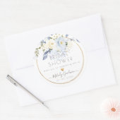 Sticker Rond PixDezines Aquarelle Crème bleu Dusty Roses (Enveloppe)