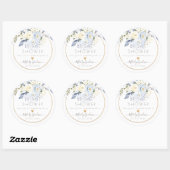 Sticker Rond PixDezines Aquarelle Crème bleu Dusty Roses (Feuille)